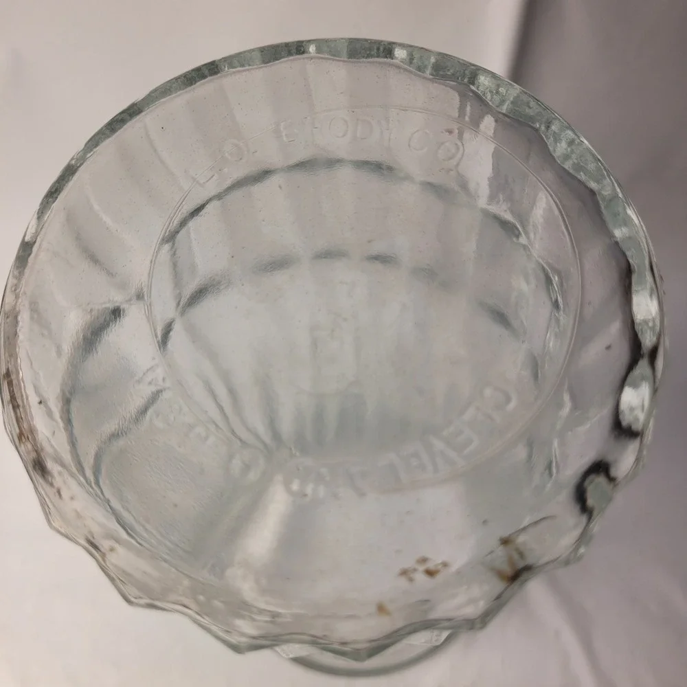E.O. Brody Co Glass Vase Clear Ribbed Checkered‎ G109 Cleveland OH USA 9.25in